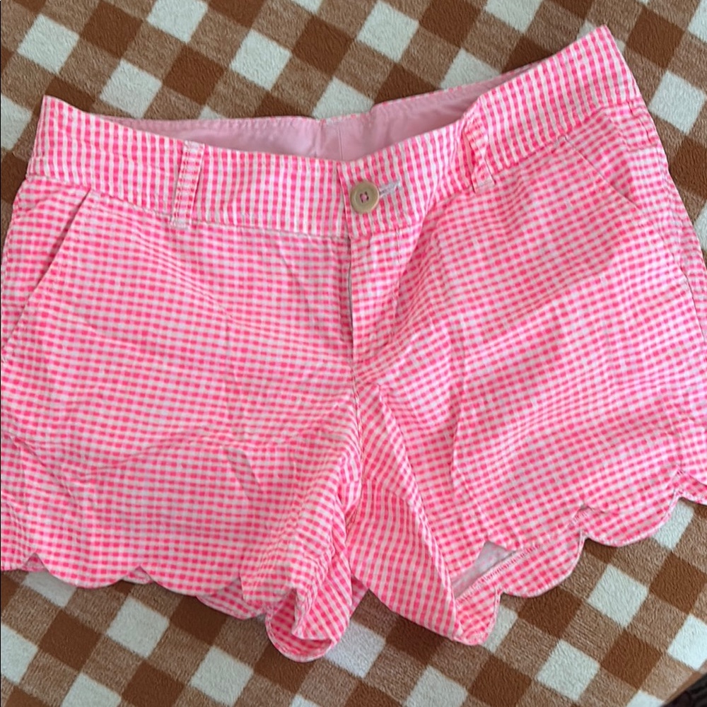 High Waist Pink Gingham Shorts